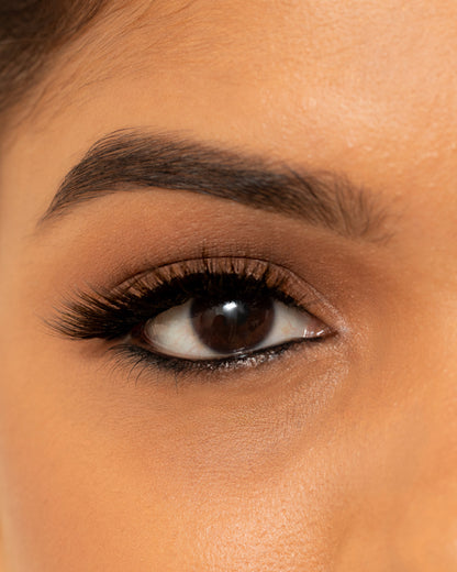 Fiza fluttery lashes showcasing bold yet natural volume for subtle glamour and eye enhancement.